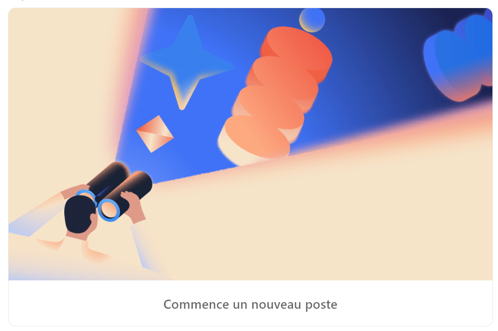 Illustration of a character with binoculars looking at abstract shapes