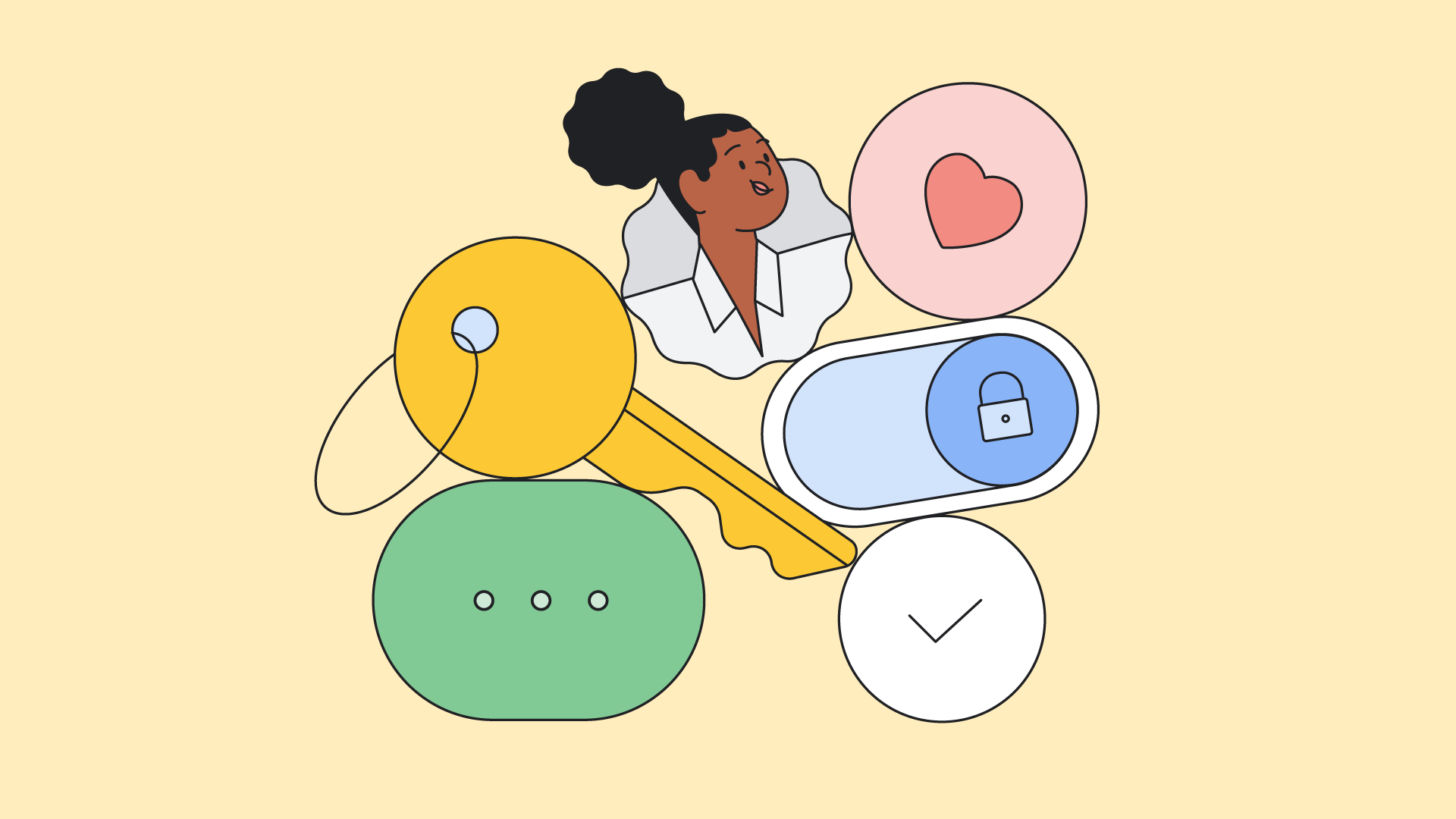 Minimalist illustration created for Google, featuring a mix of geometric shapes and character