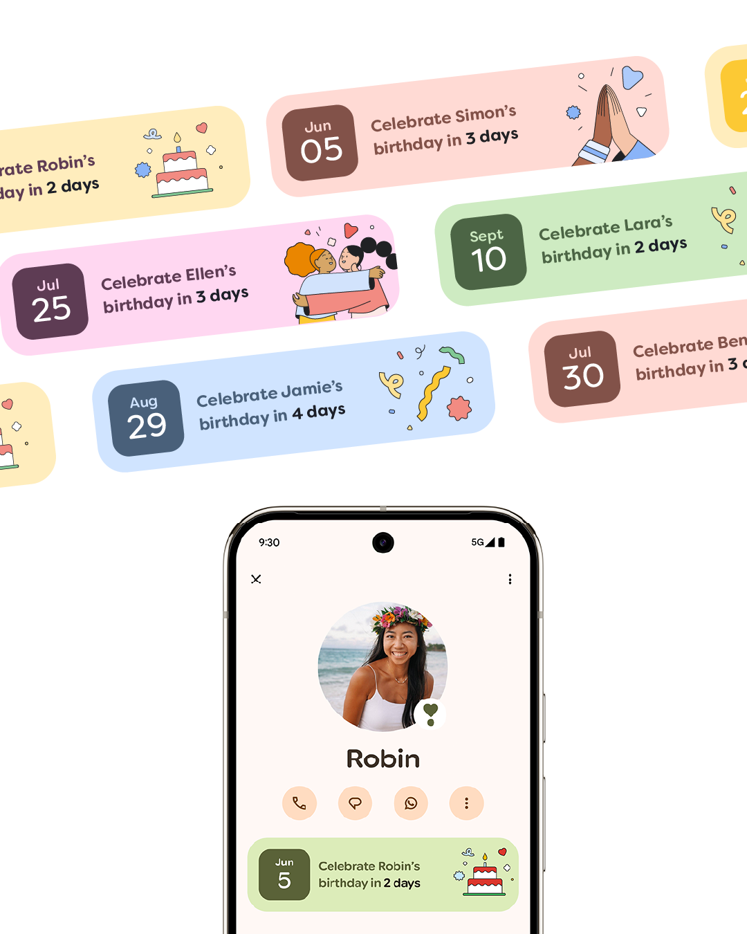 interface illustrations created by Clemence Thune for Google Pixel