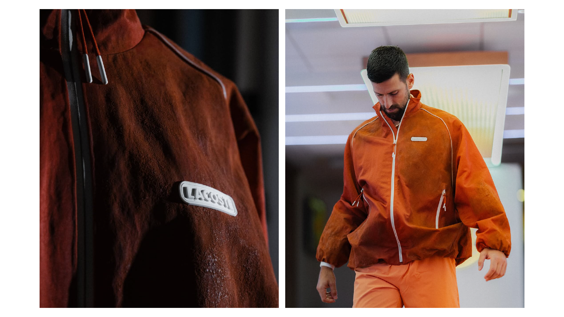 A closer look at Djokovic's Lacoste clay-court jacket at the 2026 Roland Garros tournament